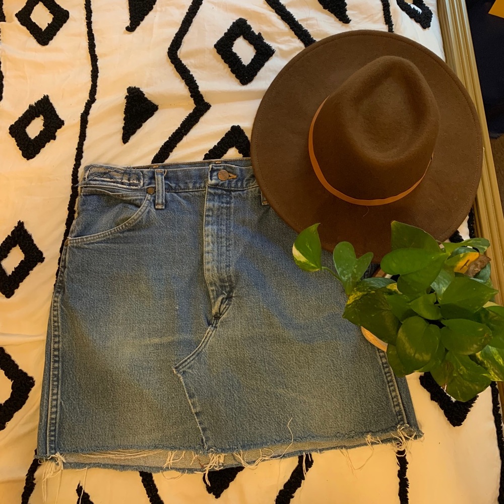 Reworked denim skirt